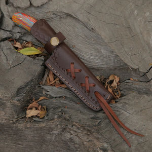 Premium Damascus Steel Fixed Blade Camping Hunting Knife Serrated Edge Colorful Resin Handle DIY Collectible Functional ODM <b>Drop</b> - Product Image 3