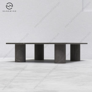 Table basse minimaliste en marbre, mobilier de jardin moderne, design en pierre durable - Product Image 4
