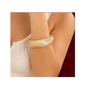 The Handmade Collection Heart Shape Acrylic Bangle with Imitation Pearl <b>Red</b> & Black Women's Trendy Fashion Jewelry - Product Image 6