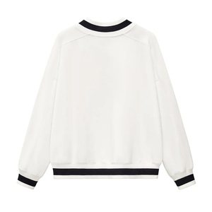 Sweat-shirt à col en V pour homme avec logo personnalisé, coupe ample, en molleton de coton uni, pull décontracté, streetwear, fournisseur en gros - Product Image 4