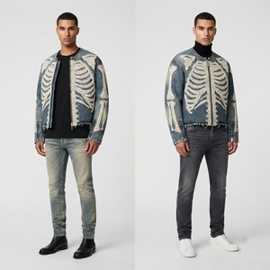 Chaqueta vaquera vintage de estilo urbano personalizada con estampado gráfico completo, con cremallera, informal, para un uso cómodo unisex. - Product Image 4