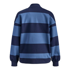 Sudadera Casual para Mujer, Ecológica, Gruesa, Oversize, Cuello Redondo, Estilo Rugby, a Rayas, con Logotipo Personalizado al por Mayor, Transpirable - Product Image 2