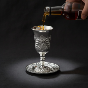 Decorative <b>Metal</b> Goblet with Ornate <b>Engraved</b> Design Vintage Style Drinking Cup for Home Dining Decor and Wholesale - Product Image 3