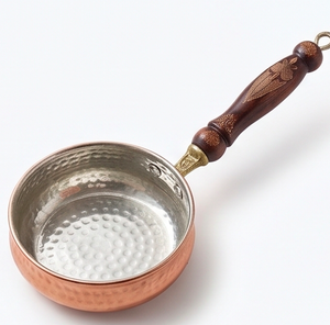 Handmade Rose Gold Copper Sauce <b>Pan</b> With Hammered Design And Wood Handle Vintage Kitchenware For Gas And <b>Induction</b> Cooker Use - Product Image 2