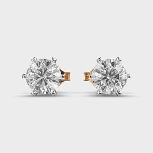IGI Certified Lab Grown Round Brilliant Cut Diamond Stud <b>Earrings</b> 14K Yellow / White / Rose Gold Solitaire Diamond Stud <b>Earrings</b> - Product Image 5