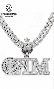 จี้ตัวอักษรแบบ Iced Out สั่งทำพิเศษ พร้อมสร้อยคิวบาลิงค์คุณภาพพรีเมียม ประดับเพชรทรงกลมเต็มเส้น หรูหรา สไตล์ฮิปฮอป เครื่องประดับชั้นดี - Product Image 4