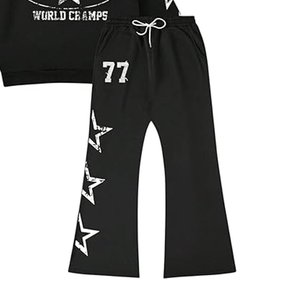 Novedades: Conjunto de Chándal con Capucha Negro para Hombre con Logotipo Personalizado, Estampado de Estrellas y Logotipo de Campeones del Mundo, Manga Larga, Estilo Casual para Otoño - Product Image 4