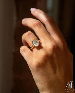 Oval Cut Moissanite Solitaire Engagement <b>Ring</b> with Bezel Setting in White Gold Plated <b>Silver</b> for <b>Women</b>-Anniversary <b>Wedding</b> Band - Product Image 5