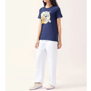 Camisetas Casuales para Mujer, Estampadas, de Manga Corta, Cuello Redondo, Transpirables, Ecológicas, de Secado Rápido, Algodón Orgánico 200g, Corte Regular, Digital - Product Image 3