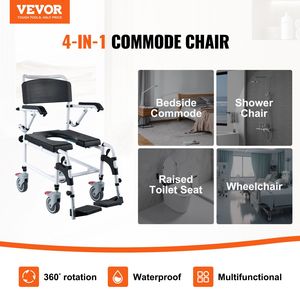 Silla ajustable de 3 niveles con inodoro extraíble de 5L para adultos, personas mayores, capacidad de 350 LBS, equipo de seguridad de baño bloqueable - Product Image 2