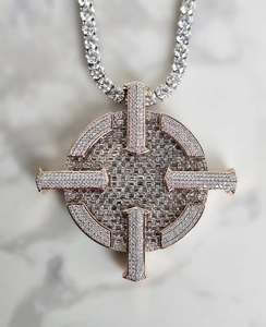 Pendentif Lettre Personnalisée Forme Originale Hip Hop Plaqué Rhodium/Argent Double Couche Breloque Nom Logo Bijoux Fins Moissanite GIA - Product Image 1