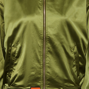 Olive Green Woven Satin Winter Bomber <b>Jacket</b> <b>Women</b> <b>Lightweight</b> Zip up Casual Streetwear Varsity Custom Logo OEM - Product Image 6