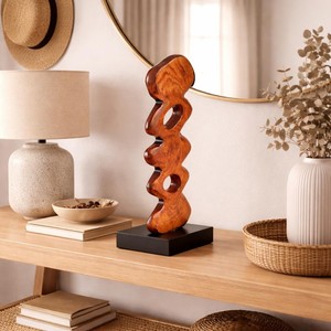 Escultura Geométrica Hecha a Mano en Madera de Sheesham |   Arte Minimalista para Mesa |   Venta al por mayor - Product Image 2