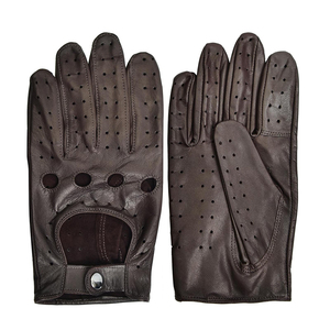 Gants de conduite en cuir de chèvre de qualité supérieure, couleur noire, compatibles écran tactile, respirants, avec service OEM - Product Image 1