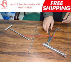 BISONS WHOLESALE Lote de 8 Varillas de Acero Inoxidable Persuader con Fijación de Columna T-Drive, Juego de Instrumentos Quirúrgicos Manuales - Product Image 2