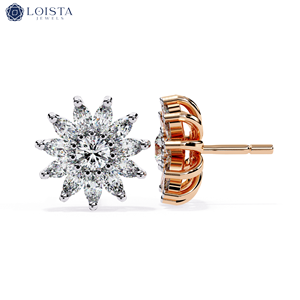Pendientes de Diamantes Cultivados en Laboratorio, Corte Brillante Redondo, Chapados en Oro, con Certificación IGI, Joyería de Lujo para Mujer - Product Image 2