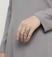 Trendiger Silberfarbener Mehrschichtiger Geometrischer Offener Breiter Verstellbarer Statement-Ring Unisex Hochzeits-Modeschmuck Individuelles Design
