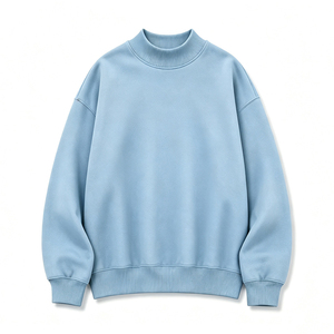 เสื้อสเวตเชิ้ตผ้าฟลีซคอกลมทรงหลวมสีฟ้าอ่อนแบบดรอปโชว์เดอร์สำหรับผู้หญิง สวมใส่สบาย ทรงหลวม ขายส่งในสหรัฐอเมริกา สหราชอาณาจักร ยุโรป และสหภาพยุโรป - Product Image 1