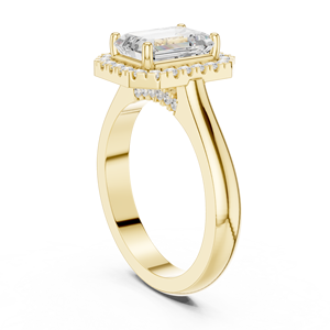 Anillos Clásicos de Compromiso, Boda y Aniversario con Halo, Diamante Cultivado en Laboratorio de Corte Esmeralda de 2 CT E VS1, Anillo de Oro Sólido de 14K - Product Image 3