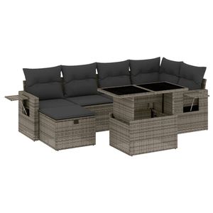 Ensemble de canapés de jardin en rotin gris moderne avec rangement, mobilier d'extérieur 6 places, design contemporain - Product Image 4