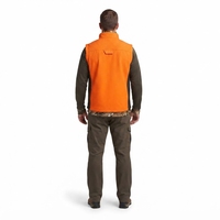 Gilet de chasse sans manches OEM personnalisé orange vif pour homme, réversible, softshell, extensible 4 directions, fermeture magnétique, harnais pour treestand, DWR