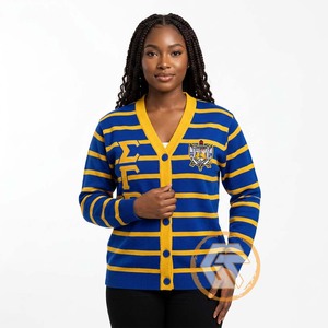 เสื้อสตรีคอวีปักลายอะคริลิค Sigma Gamma Rho แบบสั่งทำพิเศษ คุณภาพสูง สไตล์กรีก สำหรับฤดูหนาว ติดกระดุม ลำลอง - Product Image 3