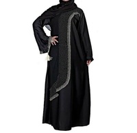 Gaun Muslim Abaya Terbaru 2026, Elegan, Panjang Lantai, Lengan Panjang, Sederhana, Bordir Maroko, Hiasan Batu, Musim Semi, untuk Wanita