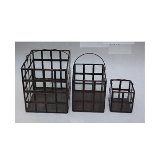 Linterna votiva de latón y vidrio con acabado antiguo, decoración del hogar, portavelas de luz de té para sala de estar, caja de Material de hierro embalada - Product Image 2