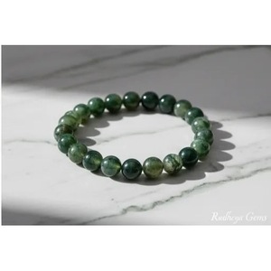 Moss Agate Trendy <b>Beaded</b> <b>Bracelet</b> Handcrafted Wholesale Natural Healing Crystal India - Product Image 5