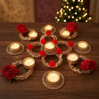 Ensemble de porte-bougies à la bougie tealight en rose, écologiques et faits à la main, avec couleurs personnalisables pour mariage, Diwali, décoration de table à la maison