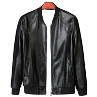 Blouson de moto homme OEM en cuir véritable noir style urbain, col montant en toile fine, léger et coupe-vent pour l'hiver
