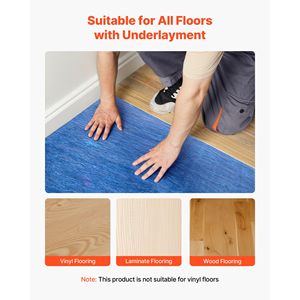400 m² Accessoires de sol insonorisés robustes, sous-couche pour revêtement de sol stratifié 3 mm, barrière contre la vapeur, film en fibre + PE - Product Image 6