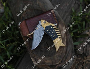 มีดพับเหล็กดามัสกัสอุตสาหกรรมแกะสลักด้วยมือ คุณภาพสูง สำหรับใช้งานทั่วไป ตกปลา พกพาสะดวก EDC OEM/ODM เหมาะสำหรับเดินป่า ตกปลา ตั้งแคมป์ - Product Image 2