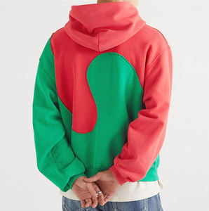 <b>Men</b> Panel Work Hoodie Color Block <b>Pullover</b> Sweatshirt with Contrast Panels Ribbed Cuffs and Adjustable Hood - Product Image 4