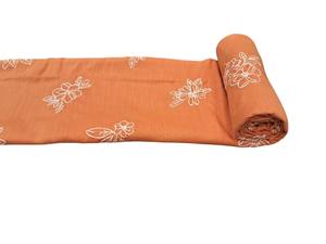 Tissu en coton premium brodé de fleurs, respirant et léger, pour filles et femmes, couleur roux brun et blanc, broderie. - Product Image 5