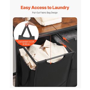 Organisateur de Linge Autoportant à 4 Compartiments avec Grande Structure Métallique et Plateau en Bois – Paniers de Rangement pour un Tri Efficace du Linge - Product Image 4