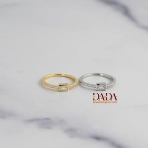 Emerald Cut Lab Grown Diamond <b>Ring</b> for Women Bezel Set <b>Solitaire</b> Engagement <b>Ring</b> Diamond Band Elegant Fine Jewelry Gift - Product Image 3