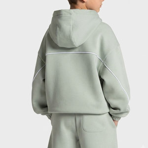 Boys Loose Fit Solid Color Hooded Tracksuit Full Length Cotton Casual Wear Autumn With Side Pockets Elastic Waist Kids Clothes - Product Image 3