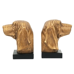 Ensemble de serre-livres en forme de tête de beagle en aluminium moulé, design moderne, finition bronze, support décoratif pour livres sur le thème des animaux, sculpture sur le thème des animaux de compagnie - Product Image 1