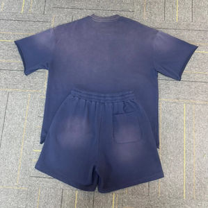 Conjuntos de dos piezas personalizados para hombre, camiseta y pantalones cortos, ropa de calle, gimnasio, fitness, conjuntos para hombre, conjuntos cortos con efecto deslavado, conjunto de verano con lavado ácido - Product Image 2