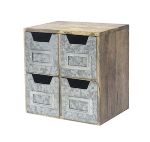 Wooden Office Organizer with 2 White Drawers <b>Rustic</b> <b>Desk</b> Storage Box Multifunctional Standing Type Rectangular Design - Product Image 6