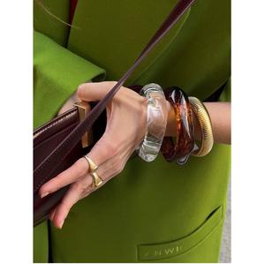 Trendy Fashion Resin Bangles for Women Comfortable Fit Glossy Surface Jewelry for Casual and Special Occasions - Product Image 1