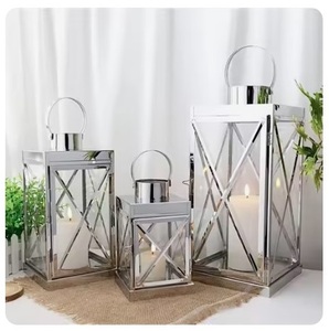 Antique Design Stainless Steel Glass Candle Lantern for Christmas Weddings Hanging Decoration <b>Metal</b> Lanterns From India - Product Image 6