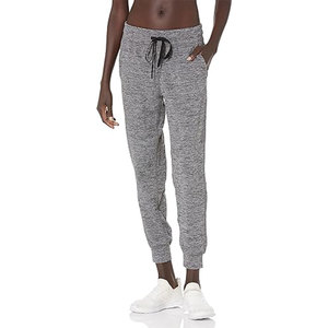 Women's High Waist Drawstring <b>Pants</b> Solid Gray Knitted Loose Fit Ankle-Length Casual Joggers With Pockets - Product Image 4