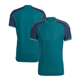 เสื้อฟุตบอลแขนสั้นคอวีสำหรับผู้ชาย BRG สีฟ้าอมเขียว ผ้าโพลีเอสเตอร์ซับเหงื่อ ทรงแอธเลติก ลายเรียบ ชุดกีฬา - Product Image 3