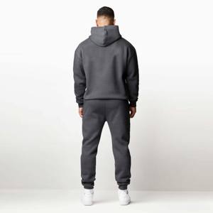 Ensemble sweat à capuche et jogging léger personnalisé avec impression en relief, couleur unie, coupe décontractée, 100 % coton, épaules tombantes, pour homme, idéal pour l'hiver et le sport - Product Image 2