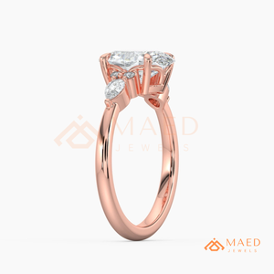 Anillo de Compromiso de Lujo con Moissanita de Corte Ovalado en Plata Chapada en Oro Rosa, con Detalle de Hoja, Elegante Joyería Nupcial para Boda, Aniversario o Fiesta - Product Image 6