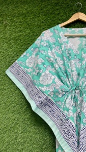Robe Kaftan en Coton Imprimé Floral pour Femme, Tunique Bohème, Cache-maillot de Plage, Tenue de Vacances d'Été, Style Indien - Product Image 4