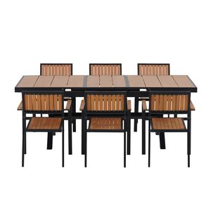 Set da Pranzo per Esterni U_Style Flessibile e Pratico, Include Sei Sedie e un Tavolo Estensibile da 62.9-82.6 Pollici per Uso in Giardino - Product Image 6
