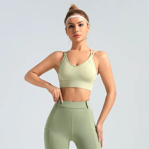 Soutien-gorge de sport côtelé sans couture de haute qualité pour femme, extensible dans quatre directions, léger, pour la gym, le fitness et l'entraînement - Product Image 6
